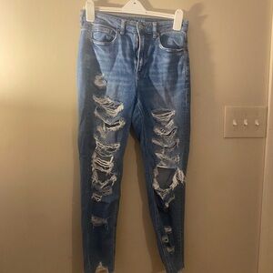 American Eagle Outfitters Ripped Blue Skinny Jeans